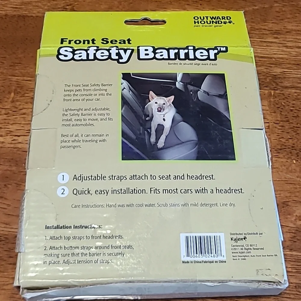 Front seat pet safety barrier